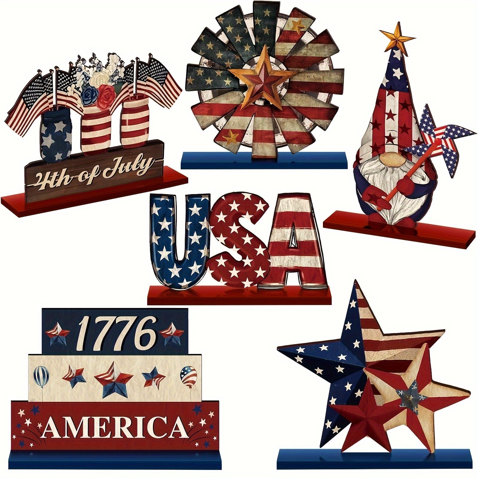 Anniversary & 4th Of July Wooden Table Decorations - Patriotic Country Style Centerpiece with Stars, Striped Pattern And Uncle Sam & 1776 Design, Natural Wood Tiered Tray Home Office Kitchen Shelf Decoration, Star Art Crafts Anniversary & 4th Of July Wooden Table Decorations - Patriotic Country Style Centerpiece with Stars, Striped Pattern And Uncle Sam & 1776 Design, Natural Wood Tiered Tray Home Office Kitchen Shelf Decoration, Star Art Crafts